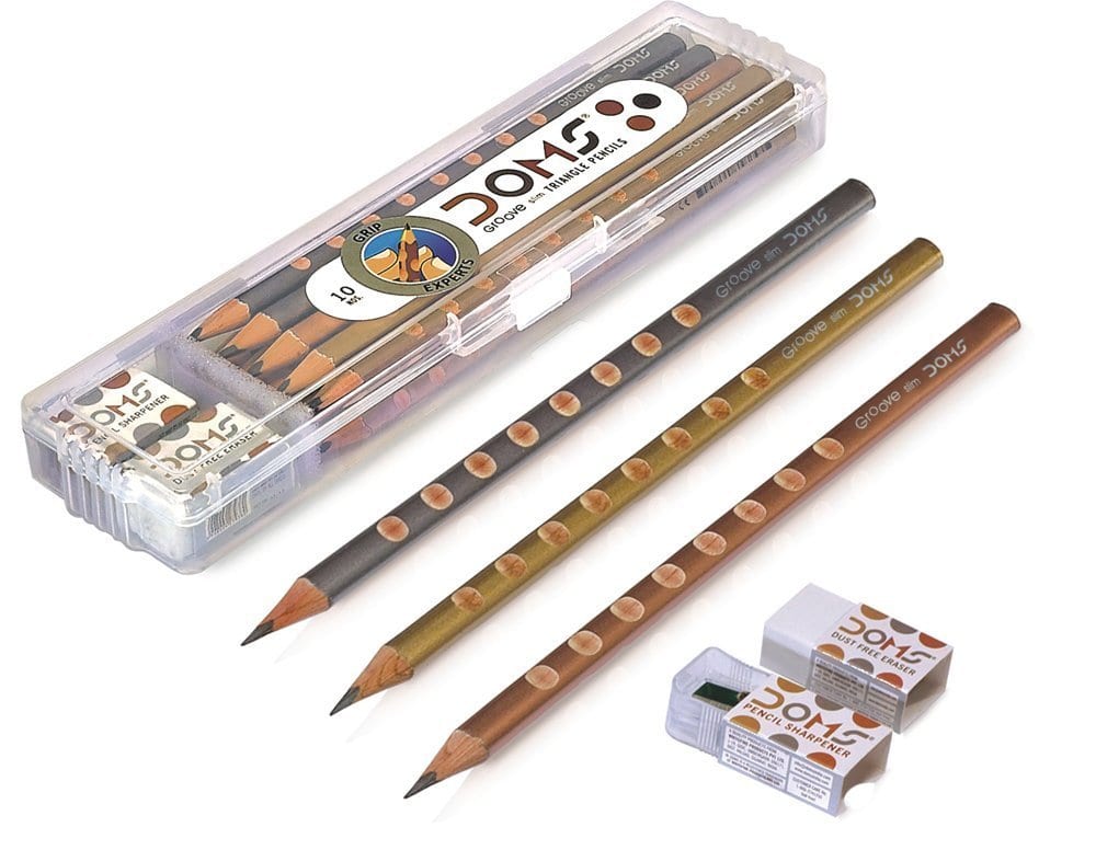 DOMS Groove Slim Triangle Pencils 20 Pencils with one Eraser & Sharpener inside 