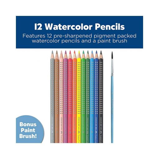 12 Water Color Pencils with Brush 9121212 Faber-Castell Grip Watercolor EcoPencils